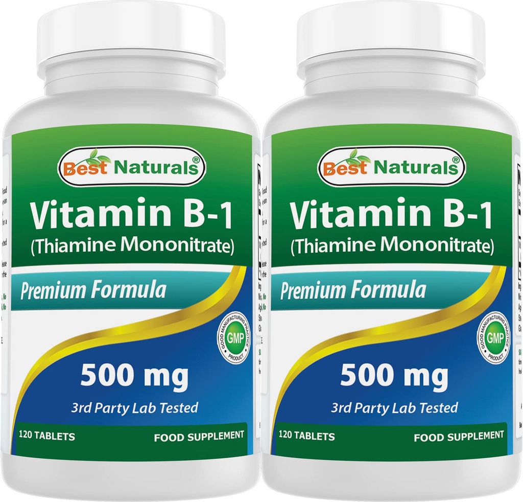 Mejores Naturales Vitamina B1 como Mononitario de Thiamine 500 mg Tablas (120 Cuenta (Pack de 2))