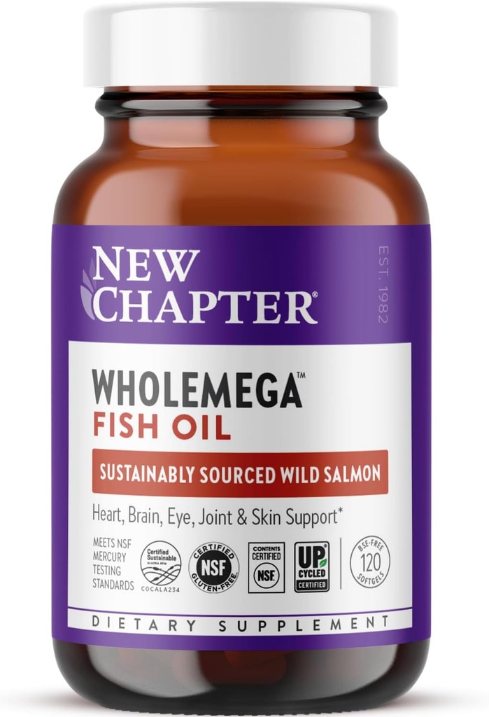 [BRSWIYAPCZ7R2YDG] Nuevo capítulo Suplemento de aceite de pescado - Aceite Salvaje de Salmón de Alaska con Omega-3 + Vitamina D3 + Astaxanthin + Cogida sostenible - 120 ct, 1000mg Softgels