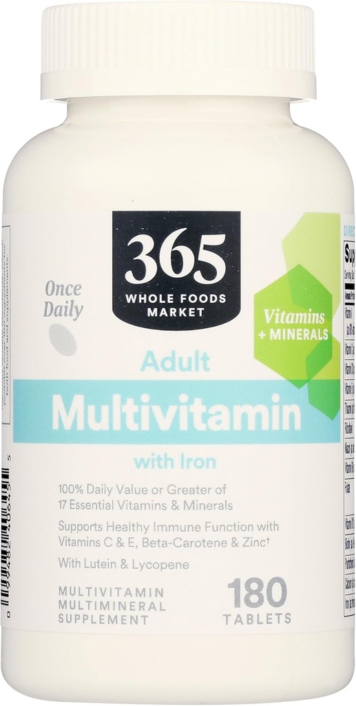 365 por mercado entero de alimentos, adulto multi con hierro, 180 cuenta