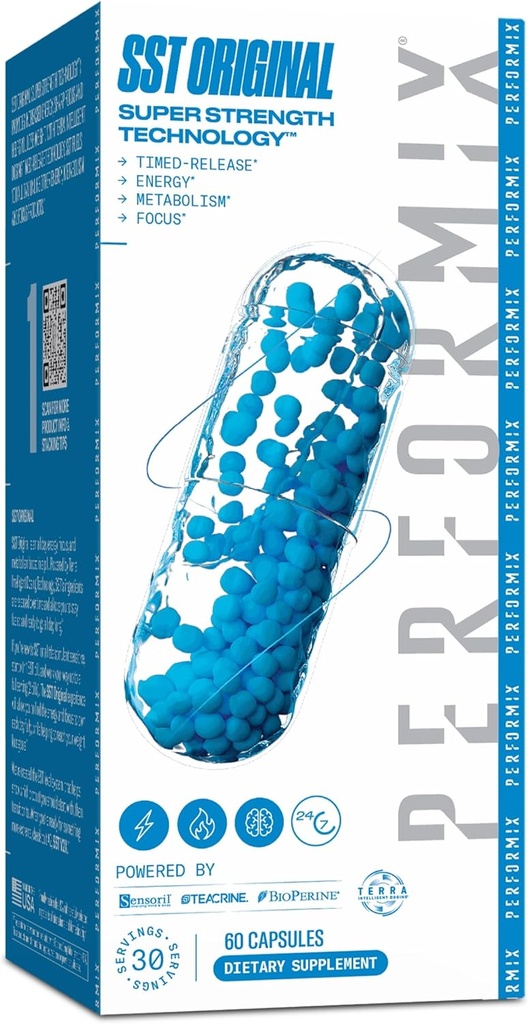 PERFORMIX - SST Original - Pre Workout - 250 mg Caffeine - Suplementos de energía - No Crash - Objetivos de fitness - Nootropic - Timed-Release for All Day Focus, Mood & Energy Boost - Hombres & Mujeres - 60 cápsulas