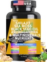 Shilajit Sea Moss Black Seed Oil Ashwagandha Burdock Vitamina C & D3 con elderberry rhodiola rosea Dandelion Yellow Dock Turmeric ACV