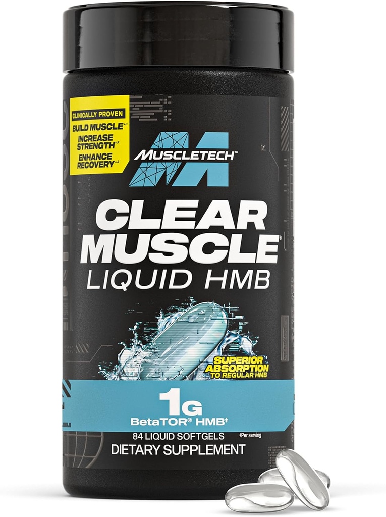 Muscletech HMB Suplementos 1000mg, músculo claro (84 Softgels líquidos) - HMB de grado más alto para la recuperación del músculo magro, HMB suplemento del musculo de ácido libre, ayuda a disminuir la desintegración del músculo, embalaje mayo Vary