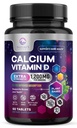 Calcio 1200 mg con Vitamina D3, Suplemento de Calcio Vitaminas, Hueso, Dientes &amp; Apoyo Sanitario Inmunitario, Suplementos de Calcio con D para Hombres, Carbonato de Calcio Absorbable de la Naturaleza - 60 Tabletas