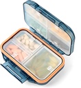 Pill Organizer Caja de Pilla de viaje impermeable Medicamento Case Container Supplement and Vitamin Holder Pocket Pharmacy Portable Pill Storage with 7 Compartments for Purse (Blue)