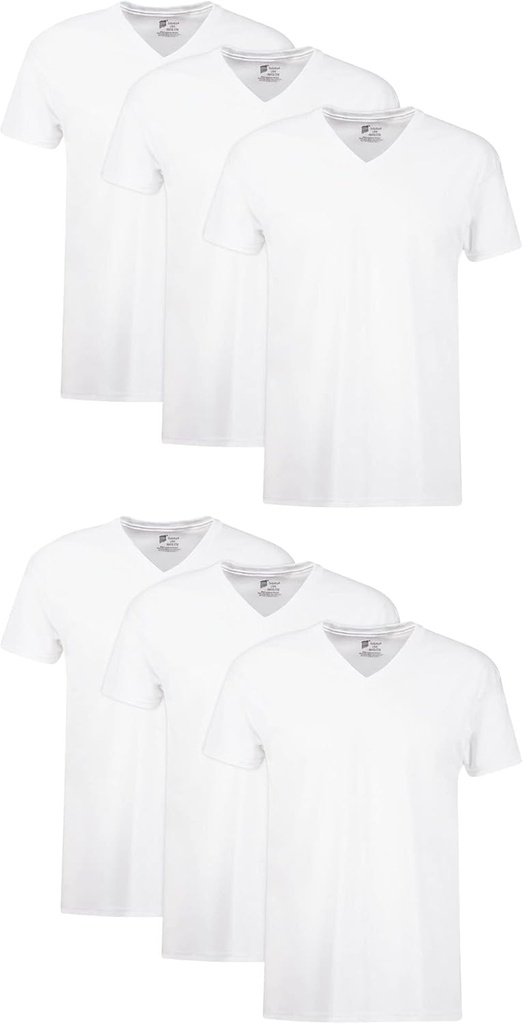 V-Neck de Hanes Hombres, camisetas blancas de mezcla de algodón, 6 & 12 Pack