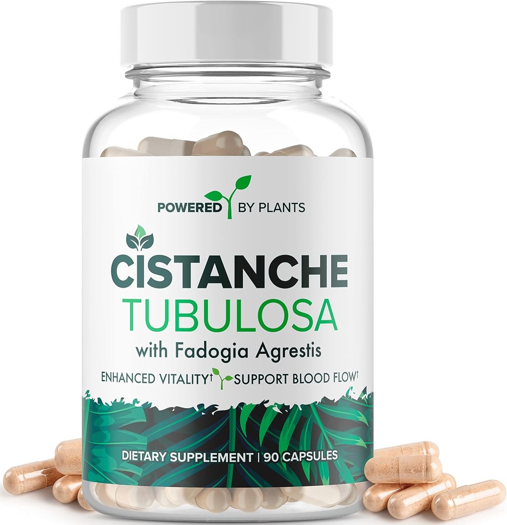 Cistanche Tubulosa con Fadogia Agrestis - Promueve la Vitalidad - Suplementos Naturales para Mujeres con Bioperina por Plantas Powered X, 90 Servimientos