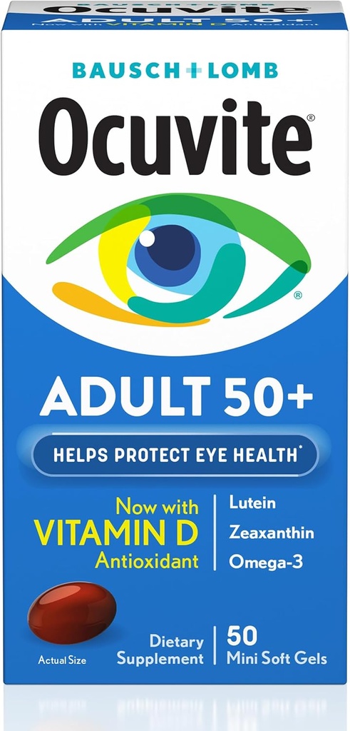 Bausch & Lomb Ocuvite Adulto 50+ Ojo Vitamina & Mineral Softgels 50 ea (Pack of 4)