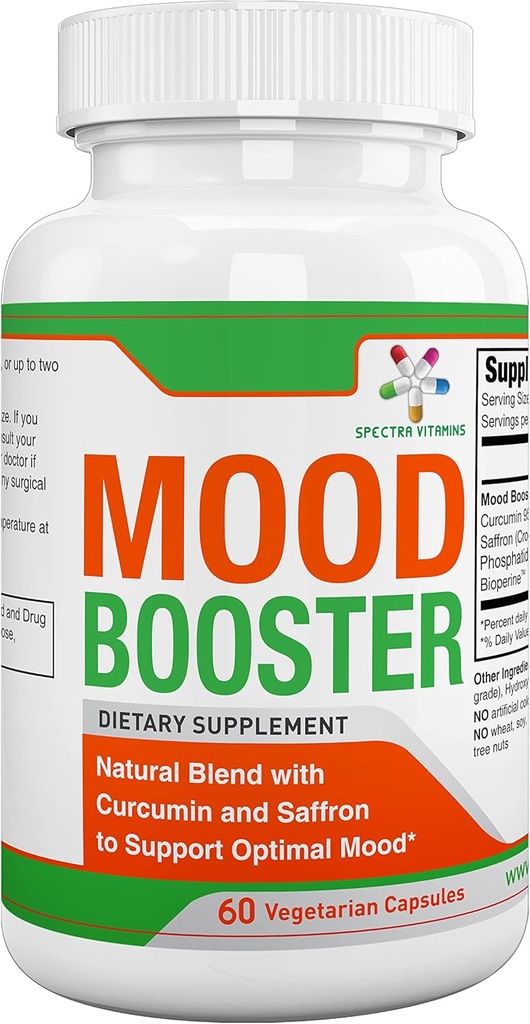 Vitaminas de espectro - Mood Booster 60 Caps - Mood Enhancer Capsules apoya el Mood Optimal, Stress Relief, Focus, para Hombres/Mujeres