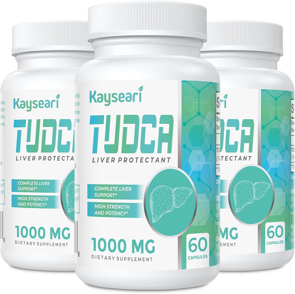 TUDCA Saltas Biles Suplemento 1000mg - 180 Veggie Capsules,Liver Support Suplemento para Detox Cleanse,Gelatin Free