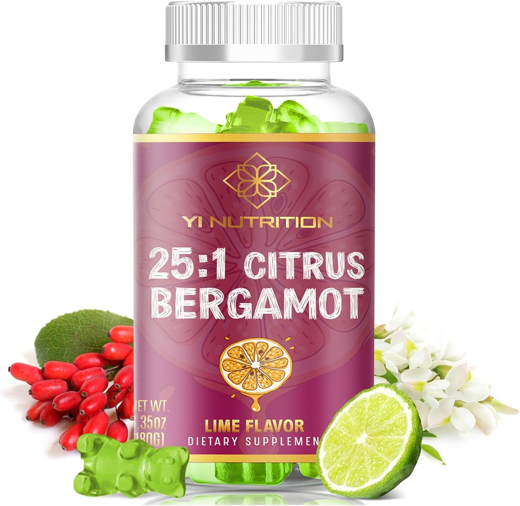25:1 Citrus Bergamot Gummy - No Sugar, No Maltitol, Concentración Superior
