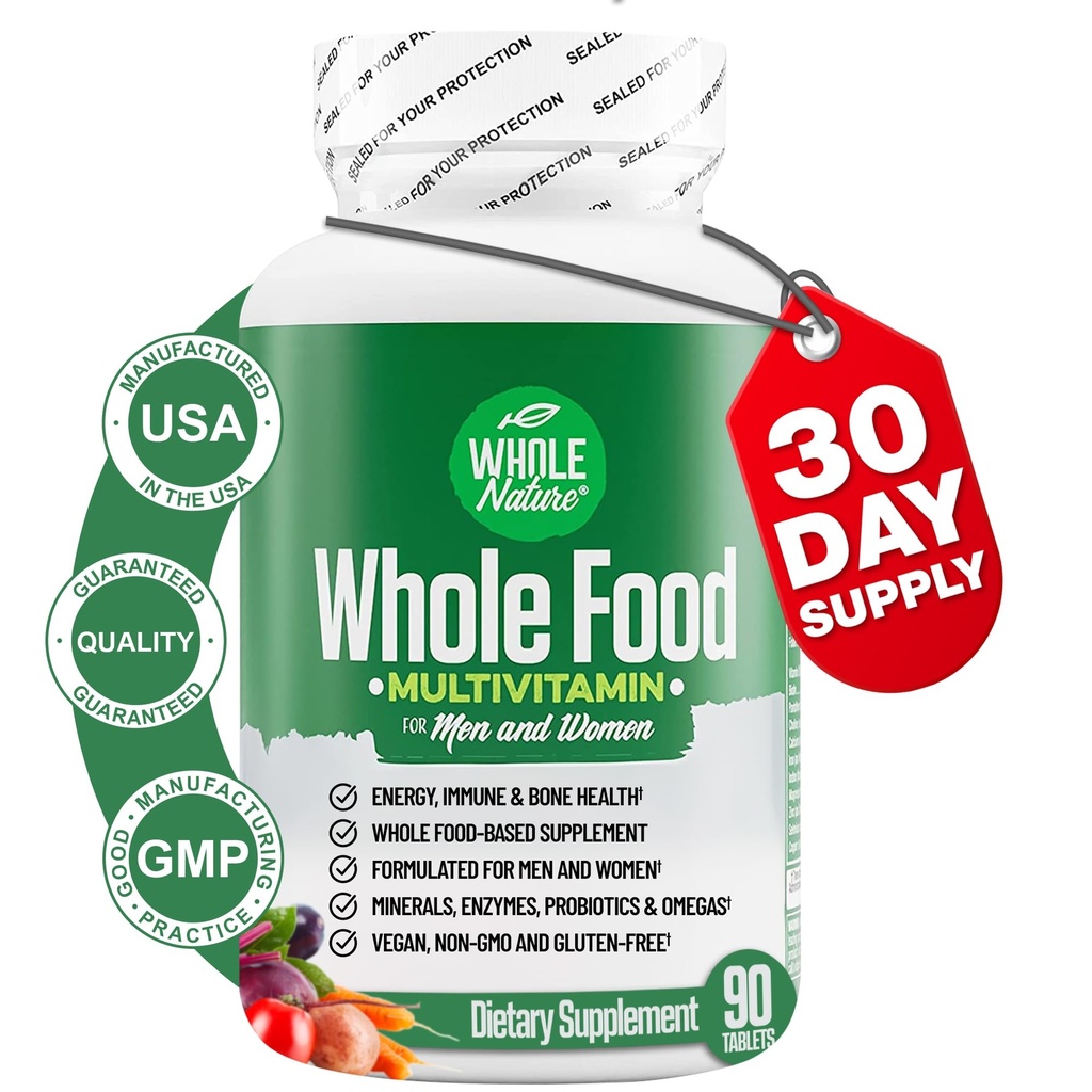 Multivitamina entera de alimentos para hombres y mujeres completa vitaminas de superalimentos diarios más minerales enzimas digestivas, probióticos y omegas. Vitamina Multicon base vegetal, no GMO (1)