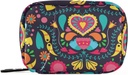 Organizador de píldoras de viaje semanal pequeña caja de píldoras 7 días Case Vitamin Holder Pill Bottle Organizer (Black Floral Heart)