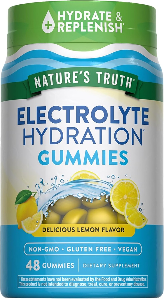 La verdad de la naturaleza Electrolyte Gummies for Hydration ← 48 Conde ← Vegan, No GMO & Gluten Free Supplement ← Lemon Flavor