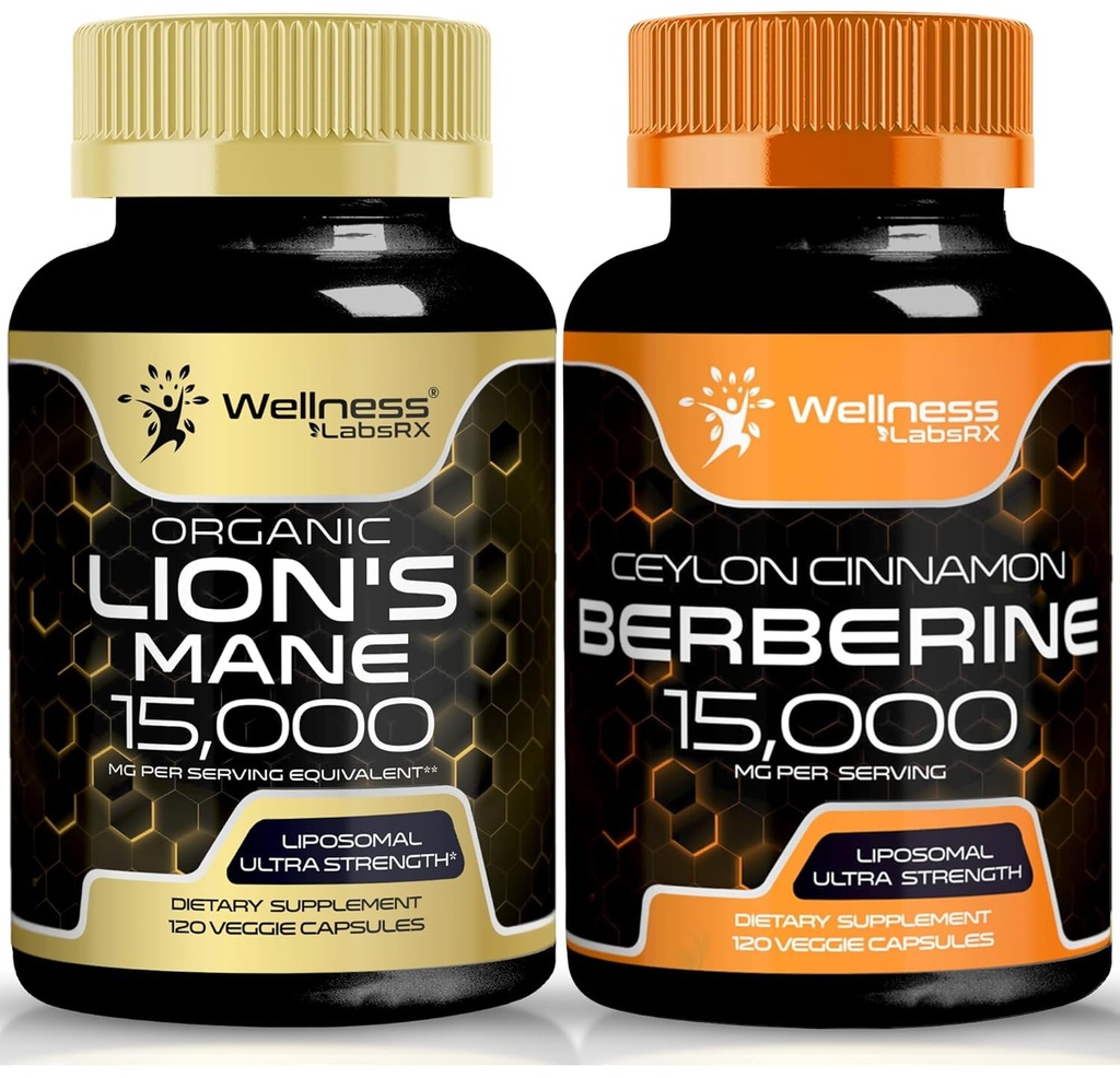 WELLNESS LABSRX Lions Mane Capsules y Berberine Capsules