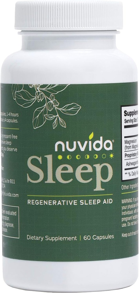 [BRSRMFDRDIJRGCDZ] Sleep Regenerative Sleep Aid Restful Nights with No Melatonin ← Ashwagandha, L-Theanine, GABA y Magnesium Glycinate ← Non-Habit Forming Sleep Aid for Adults ← 60 Capsules - 60 Conde