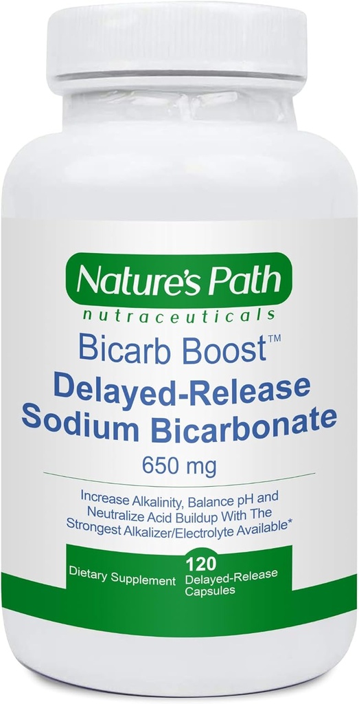 Bicarbonato de sodio 650 mg Tabletas - Tablas alcalinas más fuertes - Suplemento electrolito " Píldoras de electrolitos, tabletas de sal Hidratación " Rehidratación, resistencia, resistencia: 120 cápsulas