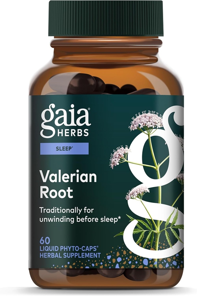 Gaia Herbs Valerian Root - Natural Sleep Support for a Natural Calm to Help Relaxation to Prepare for Sleep - with Organic Valerian Root Extract - 60 Vegan Liquid Phyto-Capsules (30-Day Supply)