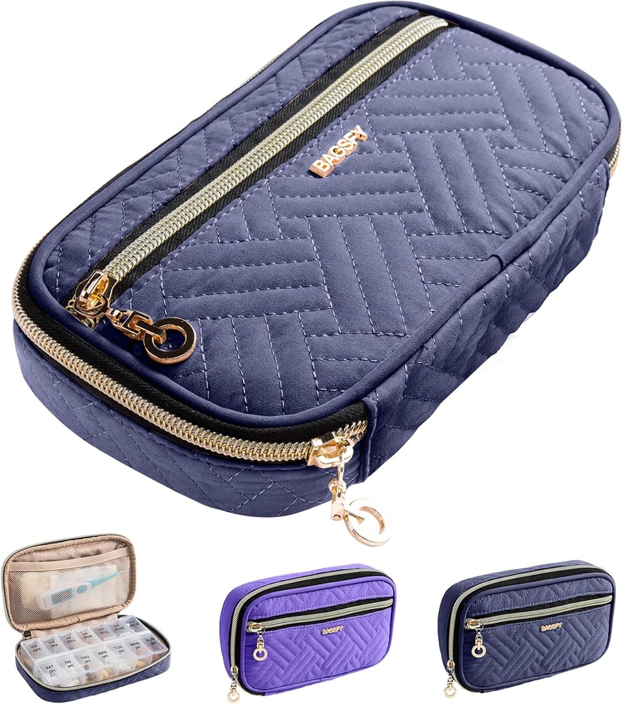 BAGSFY Pill Organizer Case 2 Times a Day- Weekly Medicine Organizer Travel Pill Box with Removable 7 Day Medicine Case Container for Fish Oil, Vitamina, Suplemento