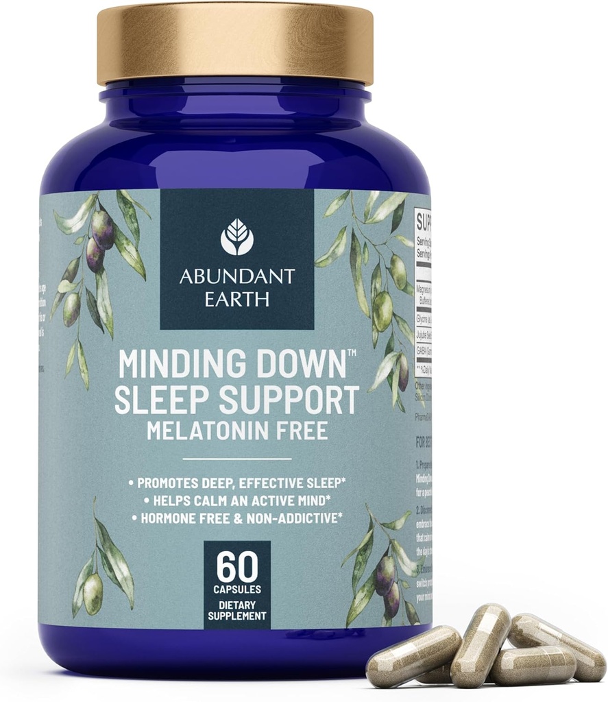 Ayuda natural al sueño para adultos que se preocupan por el sueño suplemento Max Strength Suplemento de sueño profundo sin melatonina para calmar " Restaurar el ciclo de sueño + magnesio, GABA 60ct