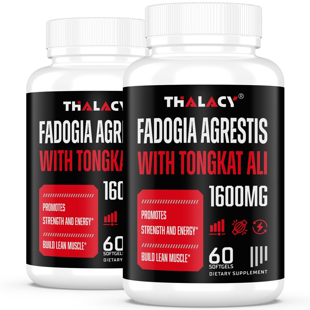 1600mg Fadogia Agrestis Tongkat Ali Suplemento, Fadogia Agrestis Extracto para Hombres con Ashwagandha - Fuerza máxima, 120 Softgels