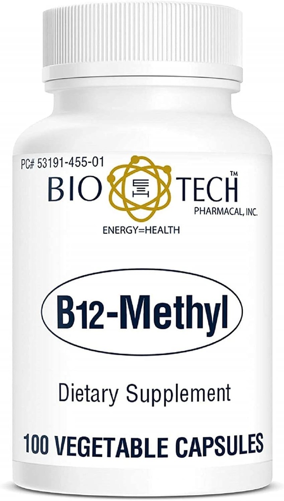 Vitamina B12 Metilcobalamina Metil cobalamin Suplemento dietético para la formación de glóbulos rojos Dna síntesis salud cardiovascular homocisteína metabolismo función cognitiva sueño descansado - 100 cápsulas