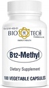 Vitamina B12 Metilcobalamina Metil cobalamin Suplemento dietético para la formación de glóbulos rojos Dna síntesis salud cardiovascular homocisteína metabolismo función cognitiva sueño descansado - 100 cápsulas