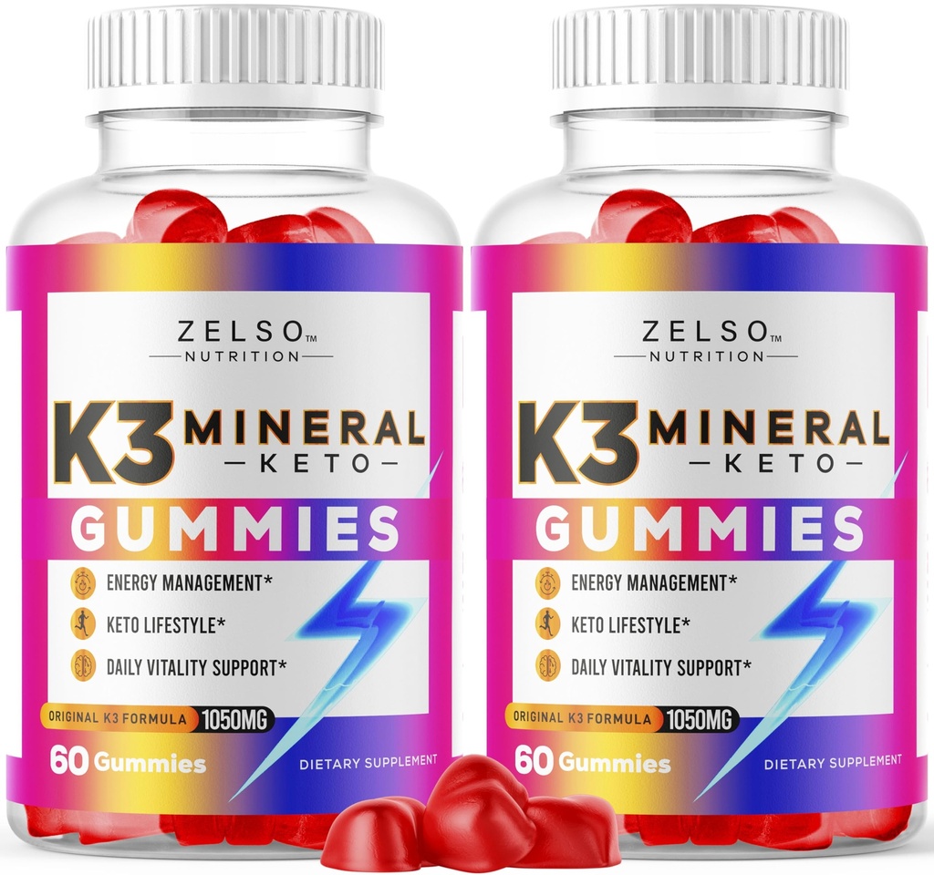 (2 Pack) K3 Mineral Keto Gummies - Keto K3 Mineral Gummies, K3 Mineral Advanced Formula Gummies - K3 Vitamin Supplement, Keto ACV Gummies K3 Mineral Gummy - 120 Gummies para 2 meses