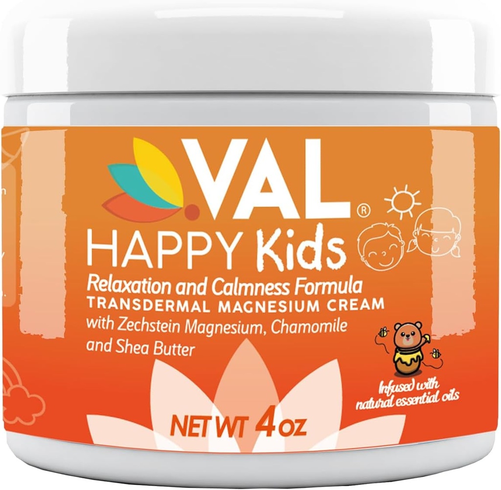 Crema de magnesio de VAL para niños ← Relajación para la rutina de día > tiempo de cama ← Gentle Zechstein Magnesium Chloride  Calm & Mood Support Silencio with Chamomile, Shea Butter & Essential Oils