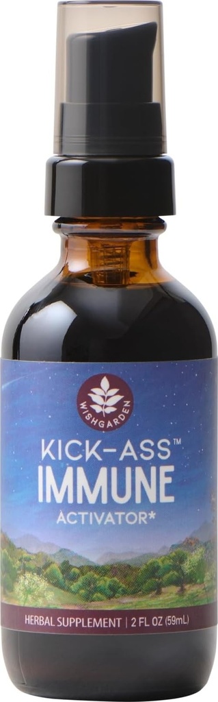 WishGarden Herbs Kick-Ass Immune Activator - Herbal Immunity Support Supplement for Adults, Plant-Based Immune Booster with Echinacea & Goldenseal, Rapid Immunity Boost Formula, 2oz