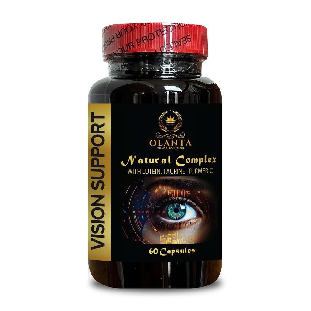 Vision Support Natural Formula - Vision Support Supplement - Bilberry and Lutein - Bilberry Fruit Extract - Taurine Supplements for Men & Women - 1 Bottle 60 Capsules
