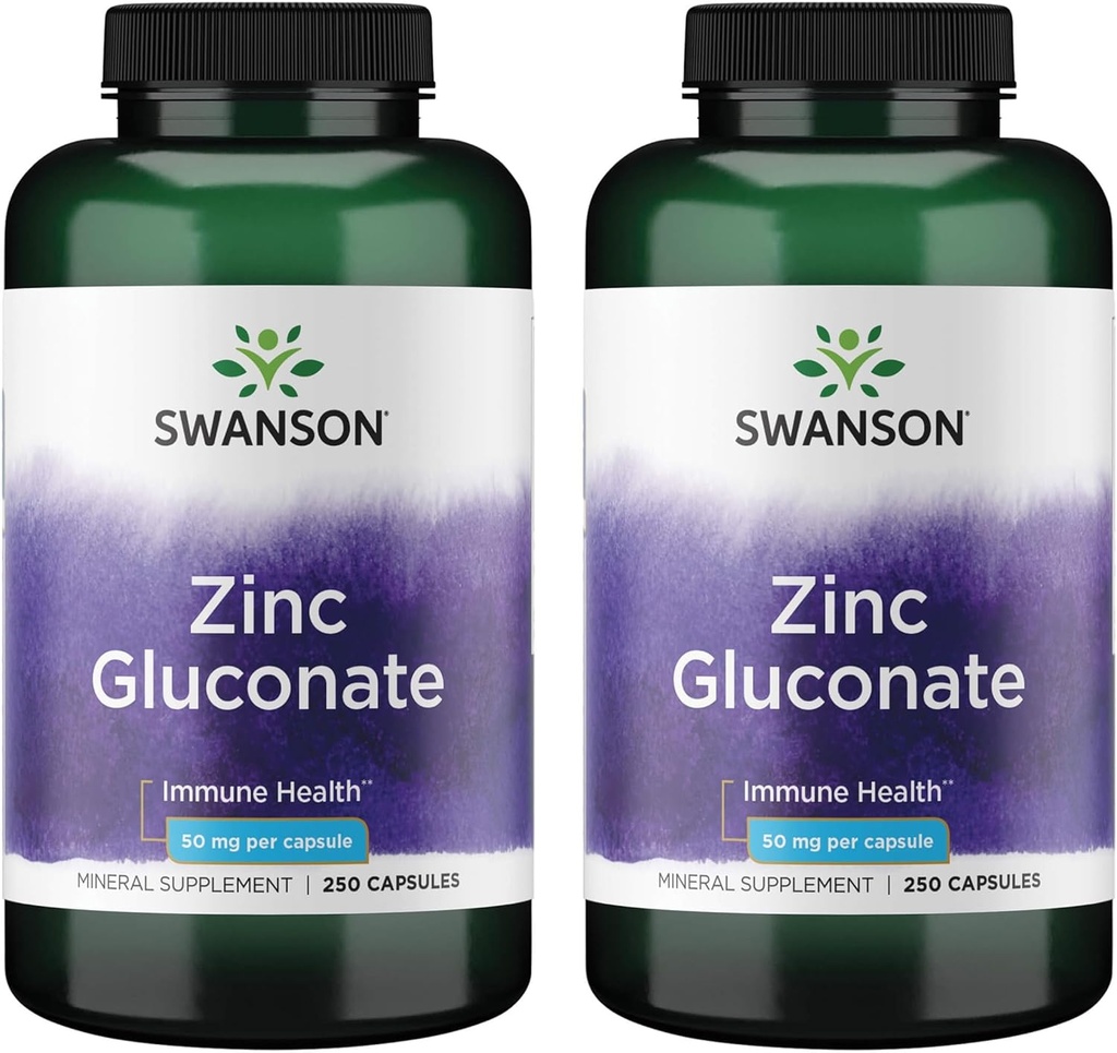 [BRSRMEIFPN5AYHLJ] Swanson Zinc Gluconate - Suplemento Mineral Promoción de la Salud Prostática, Visión Salud, & Apoyo Inmunitario - Formulario de Gluconato para la Absorción Optimal - (250 cápsulas, 50 mg cada uno) (2 Pack)