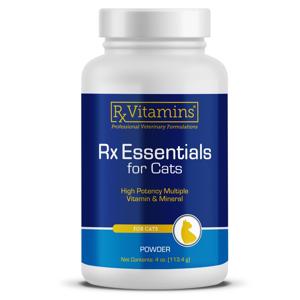 Rx Vitamins Essentials for Cats - Cat Multivitamin & Multimineral - 4oz | Complete Daily Nutrition for Overall Health - Featuring Taurine, Vitamin B12, & Milk Thistle