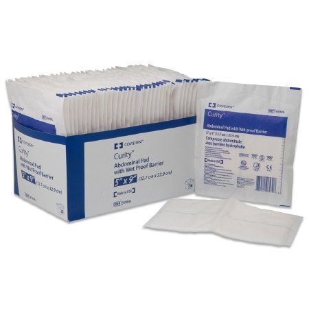 KND-9192 Curity (Tendersorb) Abdominal Pad with Wet Proof Barrier, 7-1/2" x 8" (19.1 cm x 20.3 cm) by Kendall/Covidien