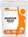 BulkSupplements.com Polvo Malato de Magnesio - Suplementos de Magnesio, Alta Bioavailabilidad - Sin sabor, 2,5g por Serving, 500g (1.1 lbs) (Pack of 1)