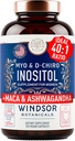 Myo y D-Chiro Inositol Suplemento 40:1 Ratio - 2,000 mg Myo-Inositol más Maca Root " Calming Ashwagandha - Apoyo saludable a las vitaminas y suplementos de fertilidad para las mujeres - 120 cápsulas vegas