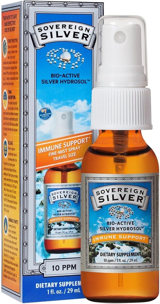 Soberano Plata Bioactiva Plata Hidrosol 10 PPM Fine Mist Spray, 1 onza