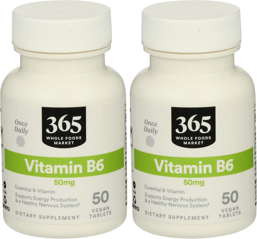 365 by Whole Foods Market, Vitamina B6 50Mg, 50 Cuenta (Pack of 2)