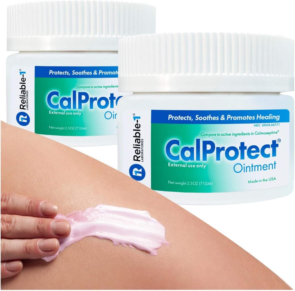 CalProtect Anti-Rash Moisturizing Ointment (2-Pack, 2.5oz, Jars) Fiable-1 Laboratorios Incontinencia de Diaper Adulto - Skin Barrier Soothing Repair and Relief for Men & Women