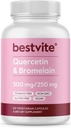 BESTVITE Quercetina con Bromelain 500mg/250mg (120 cápsulas vegetarianas) - Sin Stearates - Sin Dióxido de Silicio - Vegan - No GMO - Gluten Gratis