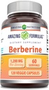 Increíbles Fórmulas Suplemento bereberina tención 1200 Mg per Serving Silencio Veggie Capsules Silencio No-GMO Silencio Libre de gluten Made in USA (1 Pack, 120 Count)