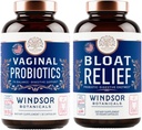 WINDSOR BOTANICALS Bloat Relief Probiotic with Enzymes and Vaginal Probiotics - Digestive and Vaginal Health Bundle