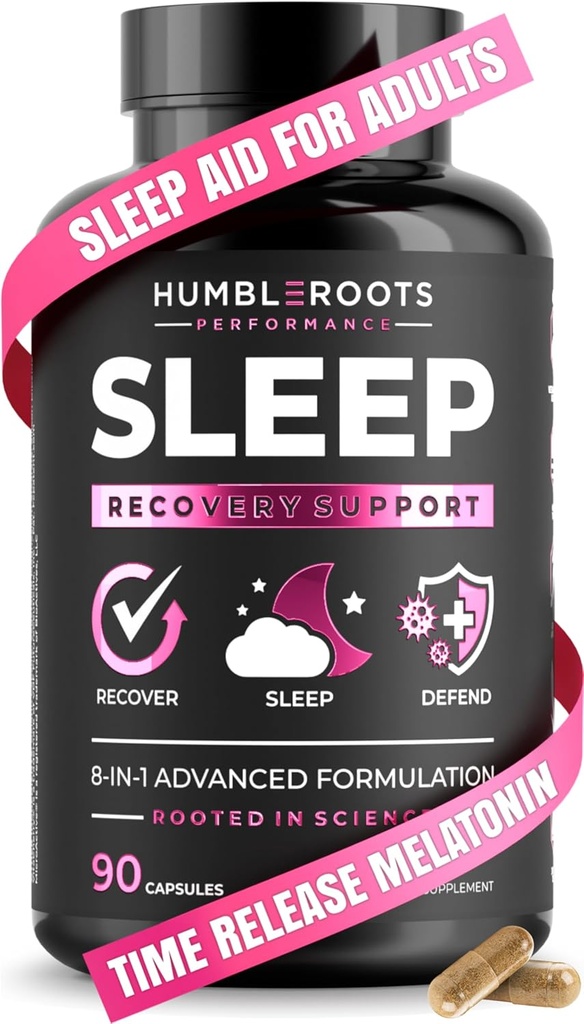 Ayuda de sueño para adultos con liberación extendida MicroActive Melatonin, Ashwagandha, L-Theanine, " 5 Ingredientes All-Natural adicionales para la recuperación avanzada (90 cápsulas)