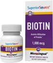Fuente superior Biotina 1000 mcg. Bajo el Tongue Quick Dissolve MicroLingual Tablets, 100 Conde, soporta el cabello saludable, la piel y el crecimiento de uñas, ayuda a apoyar el metabolismo energético, no GMO
