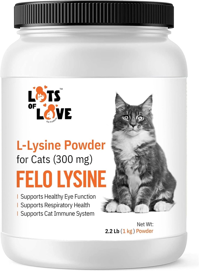 FELO LYSINE - L-Lysine Powder para gatos 300 mg (Thomas Pet Earlier), 1 Kg o 2.2 lb