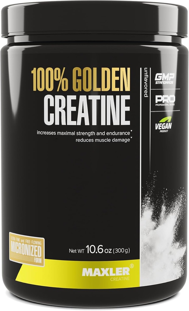 Cretina de oro Maxler 100% - Micronizada Monohidratos de Creatina Polvo - Suplementos del edificio del músculo - Pre/Post Workout Suplemento vegano - Gluten Free Unflavored Creatine Powder - 300 g