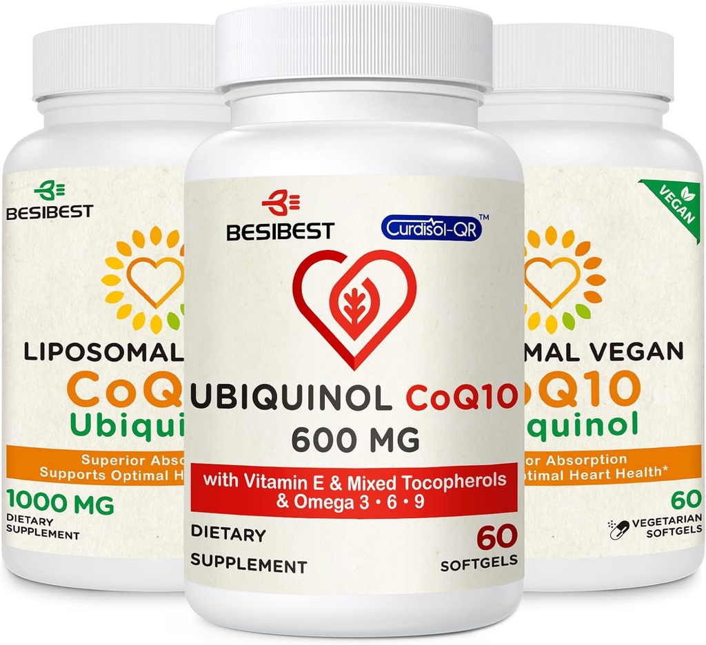 CoQ10 600mg 1PCS Bundle con 1000mg Liposomal CoQ10 Ubiquinol Suplemento 2PCS