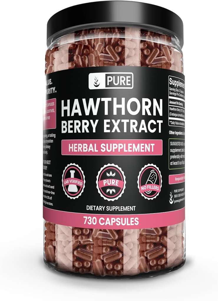 Ingredientes originales puros Extracto de Berry Hawthorn (730 capsules) Puro " Natural, No aditivos o explosivos