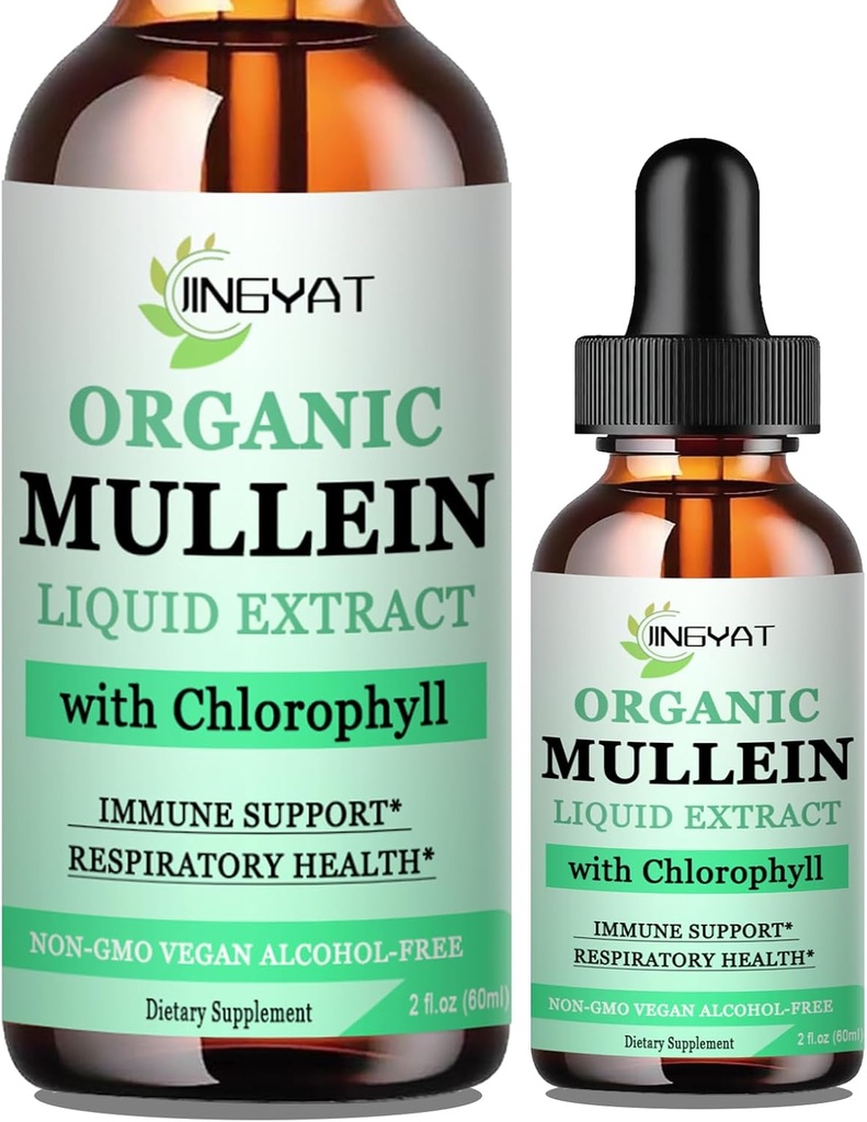 Mullein Drops for Lungs ← Powerful Mullein Leaf Extract with Chlorophyll, Vitamin C, Cinnamon for Immune Support, Detox & Respiratory Support, Bronchial Support latitud Non-GMO, Kosher, Gluten-Free