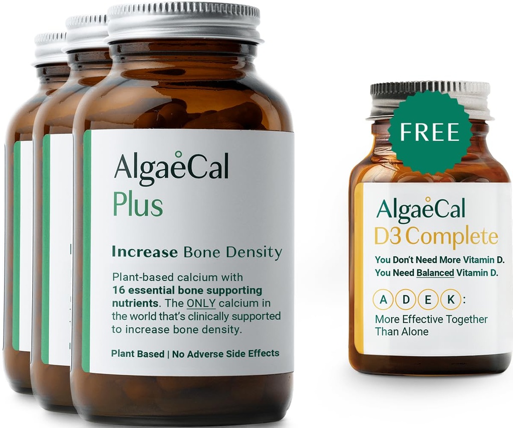 ALGAECAL Plus Bundle - Vitamina D3 completa de 4 en-1 con 16 Nutrientes de Bone-Supporting, con soporte clínico para aumentar la densidad de bonificación &amp; Boost Immune System