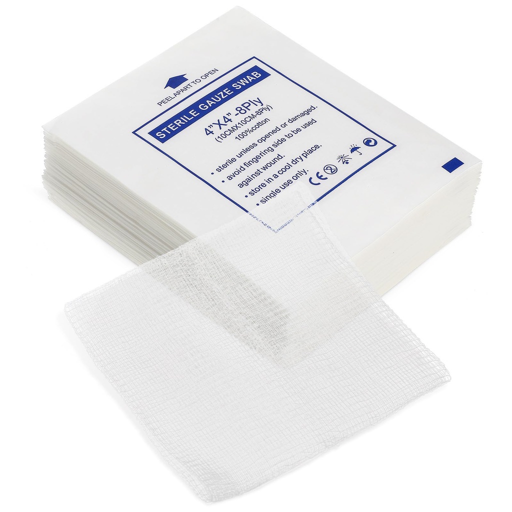 50pcs 10x10cm Pure Cotton Non-Adhesive Breathable Wrapped for Care Emergency Bandaging Supplies